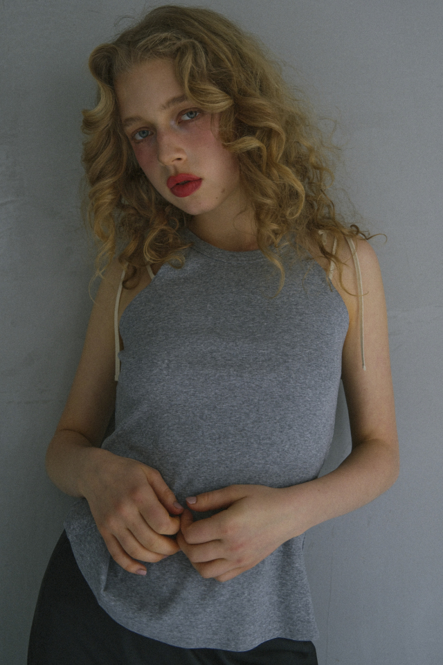 【HONEY MI HONEY】rib ribbon halter tops