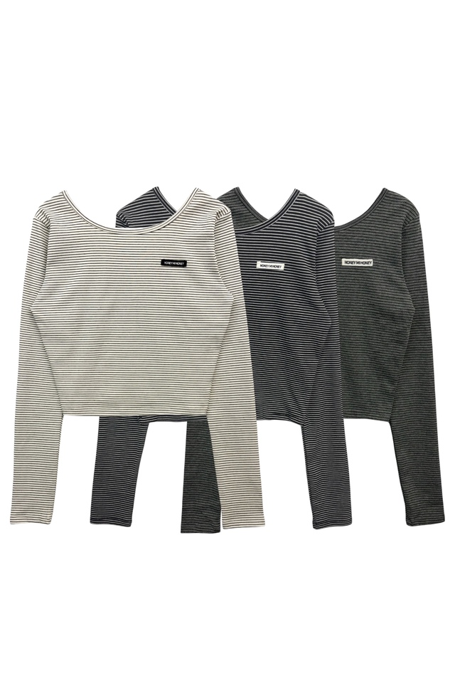 【HONEY MI HONEY】honey logo border cropped long t-shirt