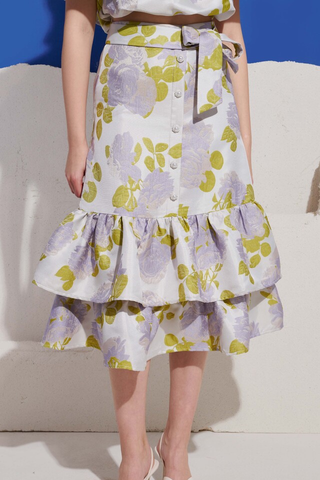 【sister jane】Fig Flora Jacquard Ruffle Skirt