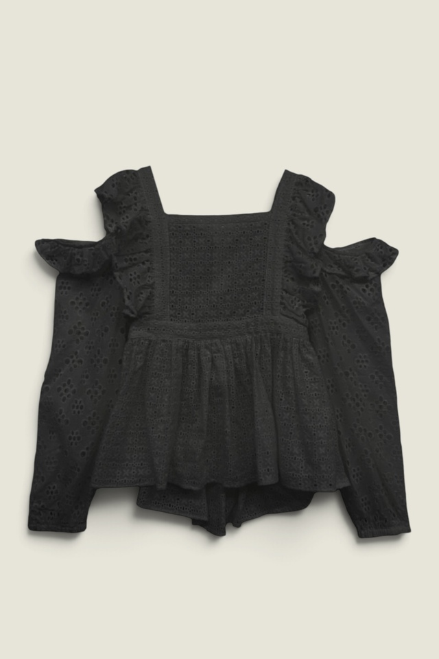 【HONEY MI HONEY】cotton lace ribbon blouse
