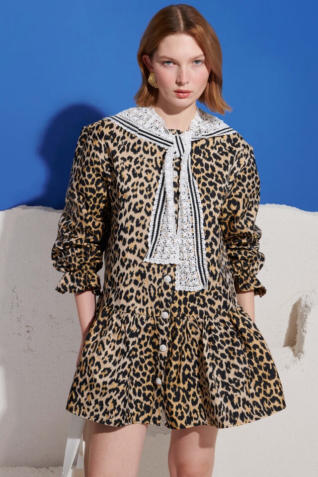 【sister jane】Cleo Collar Tie Mini Dress
