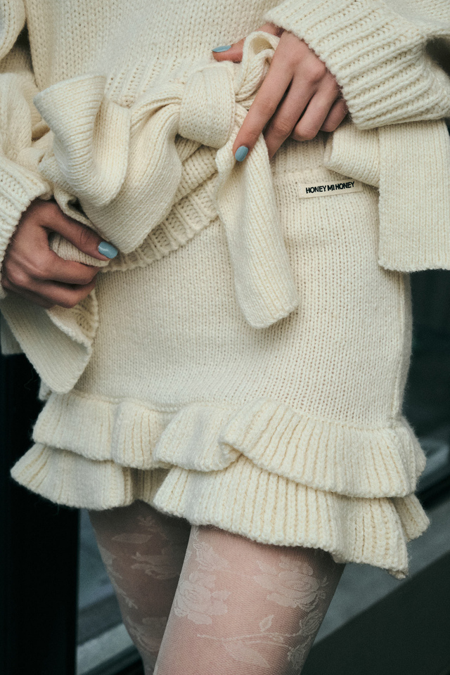 【HONEY MI HONEY】frill knit short pants