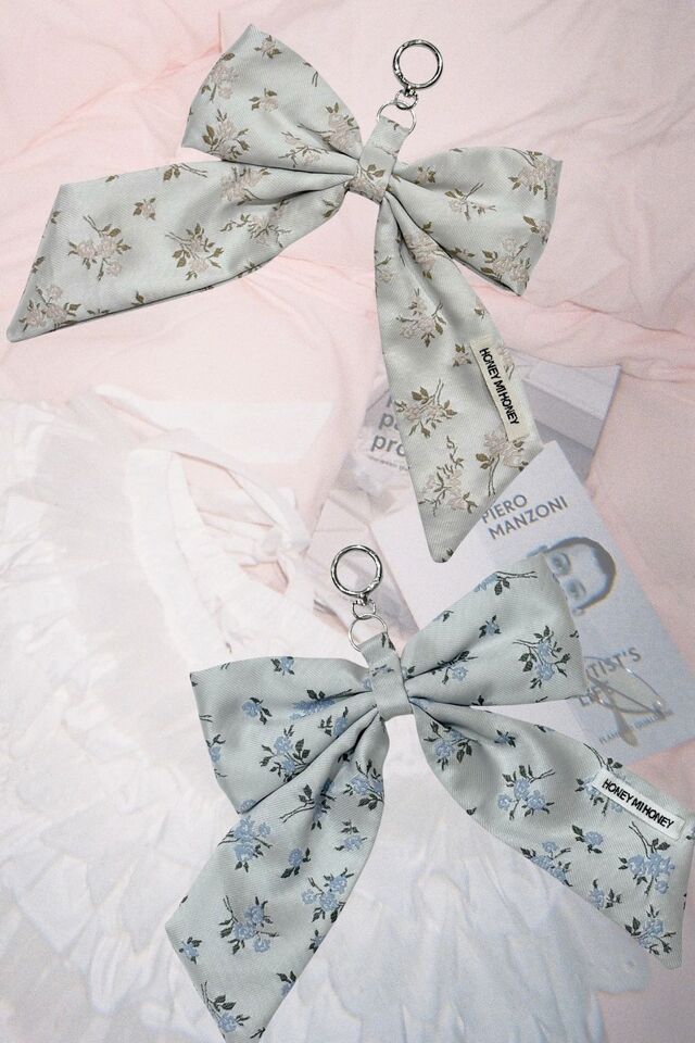 【HONEY MI HONEY】floral jacquard bijou ribbon keyholder