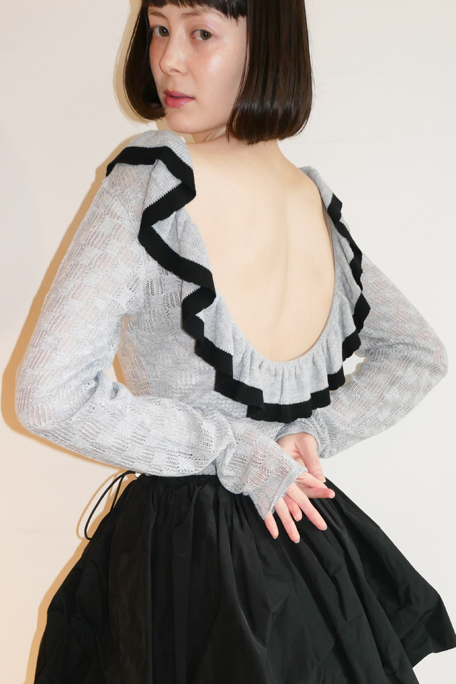 【HONEY MI HONEY】crochet frill knit bodysuit