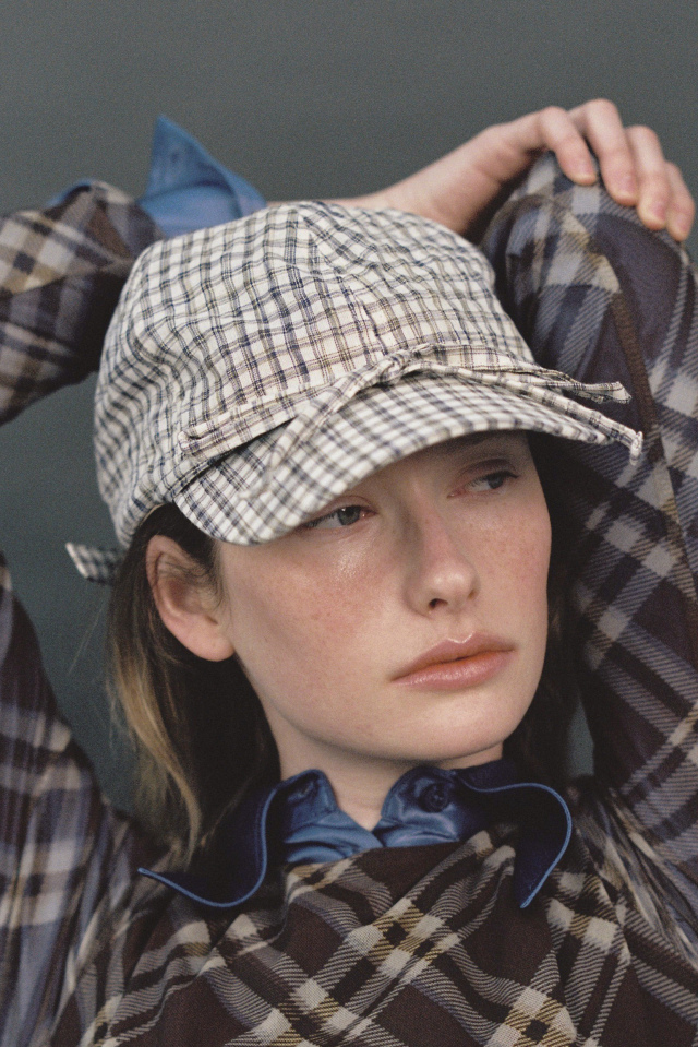 【AWESOME NEEDS】BASIC BALL CAP_RIBBON_TINY CHECK