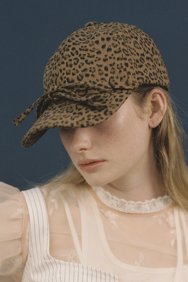【AWESOME NEEDS】BASIC BALL CAP_RIBBON_leopard