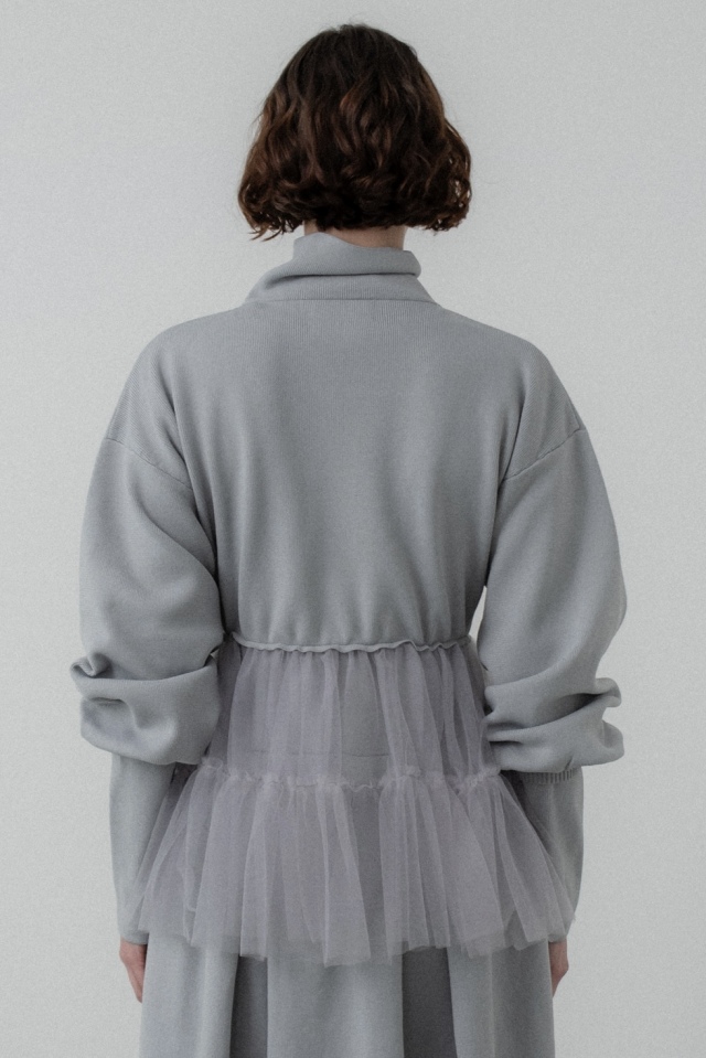 tulle frill zip blouson