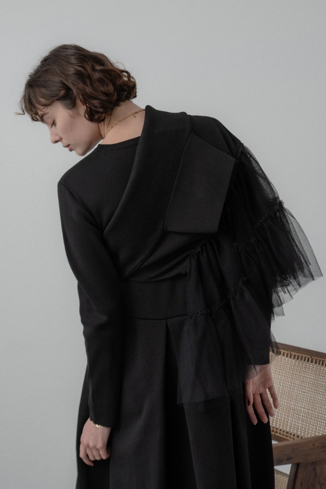 tulle frill zip blouson