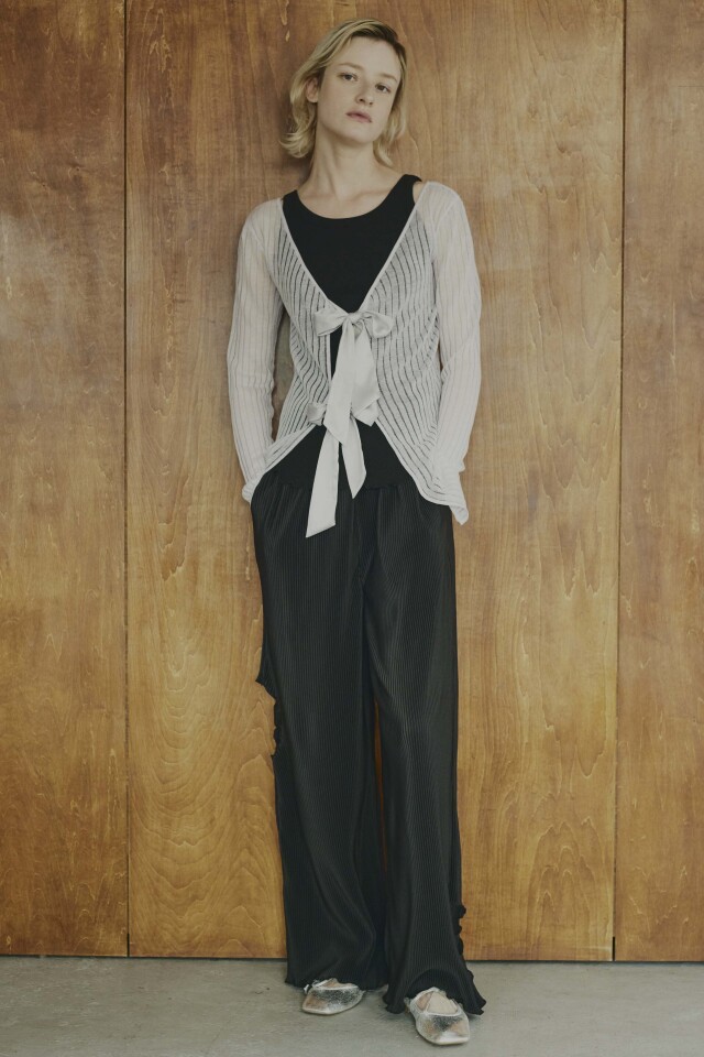 カーディガン sheer rib knit long cardigan レディース sheer rib knit long cardigan