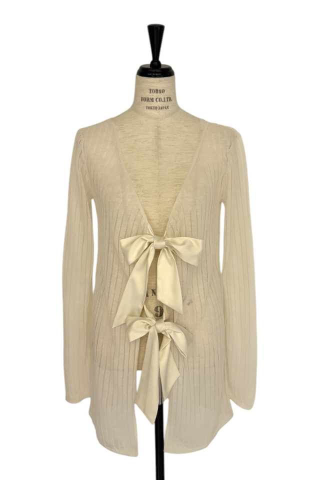 sheer rib knit long cardigan