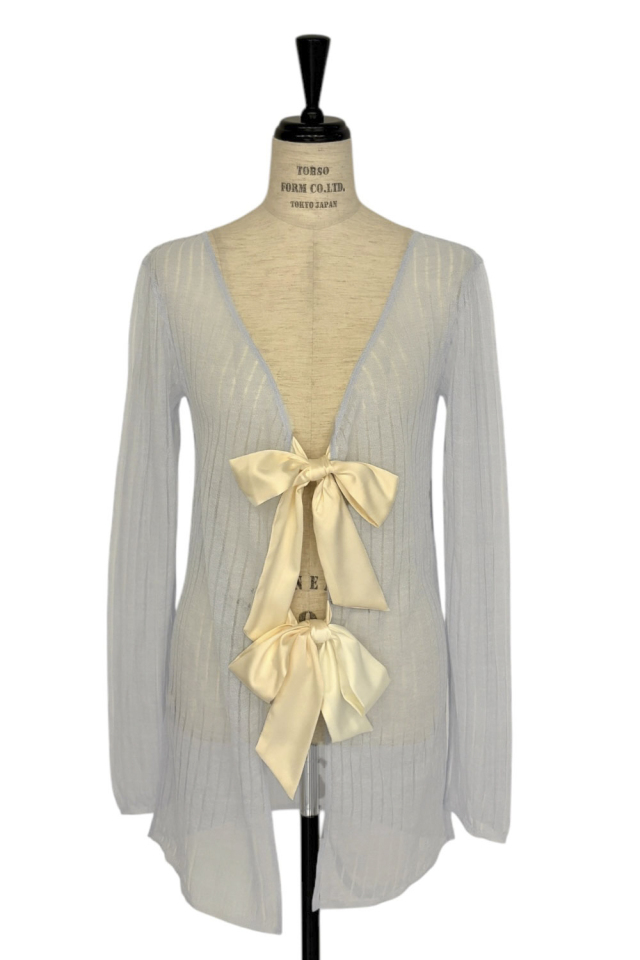 sheer rib knit long cardigan