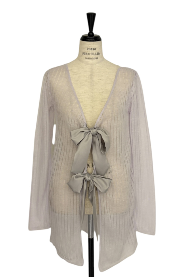 sheer rib knit long cardigan