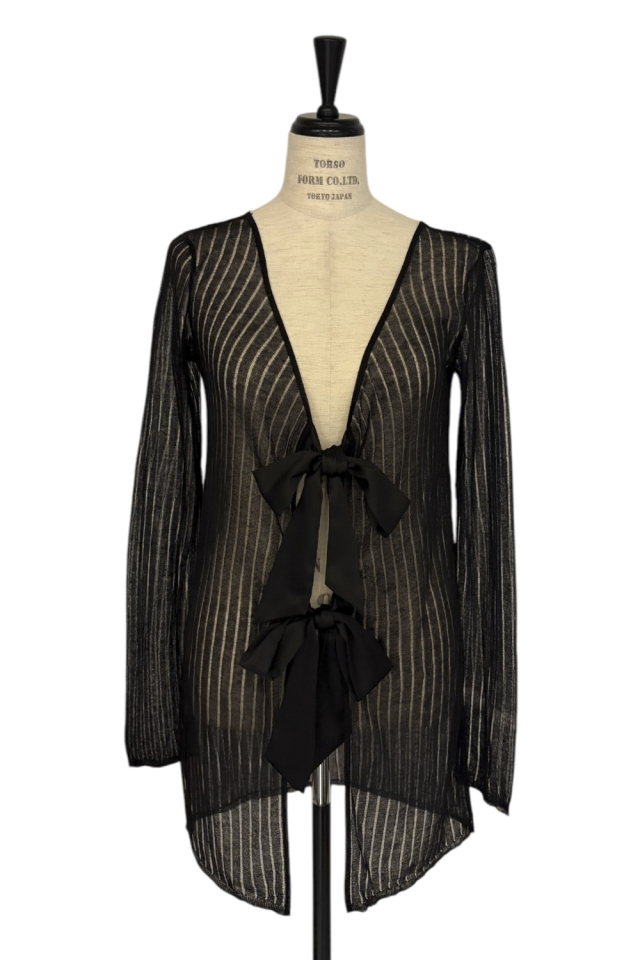 カーディガン sheer rib knit long cardigan レディース sheer rib knit long cardigan