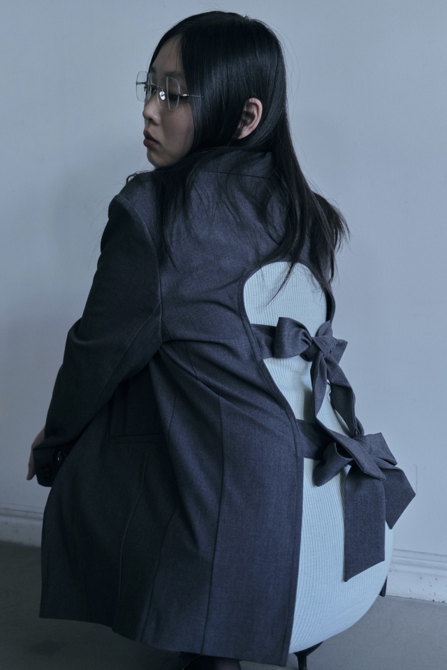 【MAISON ELLIE】double ribbon open jacket