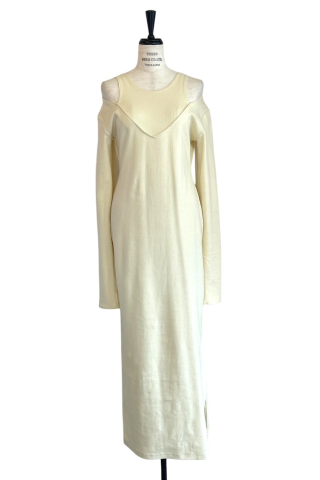 MAISON ELLIE メゾンエリー リブワンピース｜レイヤード風カッティング