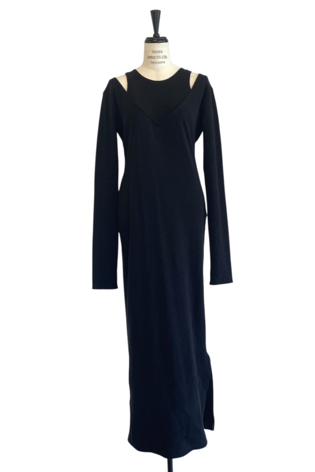 MAISON ELLIE メゾンエリー リブワンピース｜レイヤード風カッティング