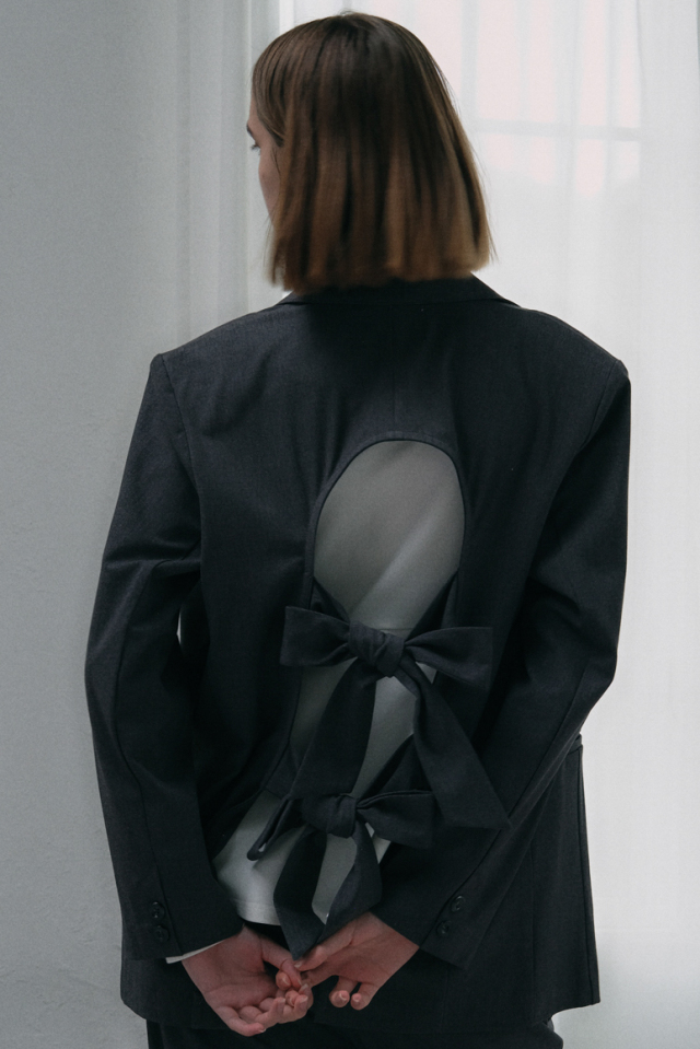 【MAISON ELLIE】double ribbon open jacket
