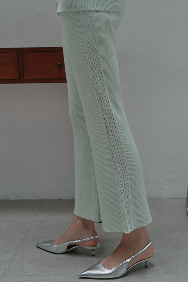 【MAISON ELLIE】line crochet knit flare pants