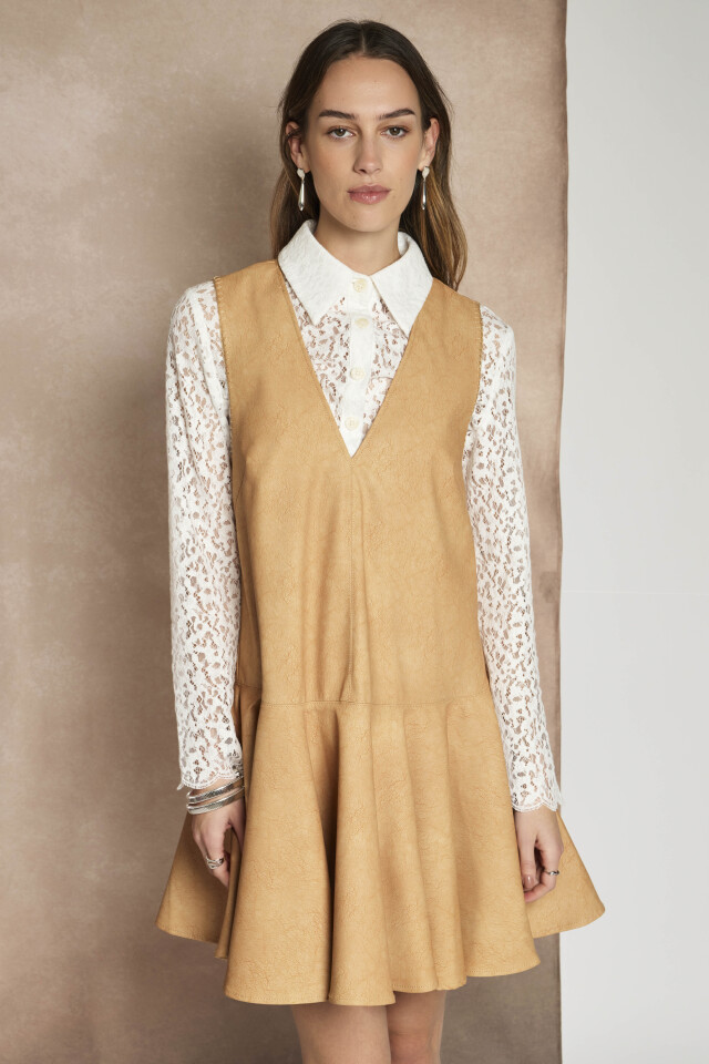 【GHOSPELL】Camila Faux Leather Mini Dress
