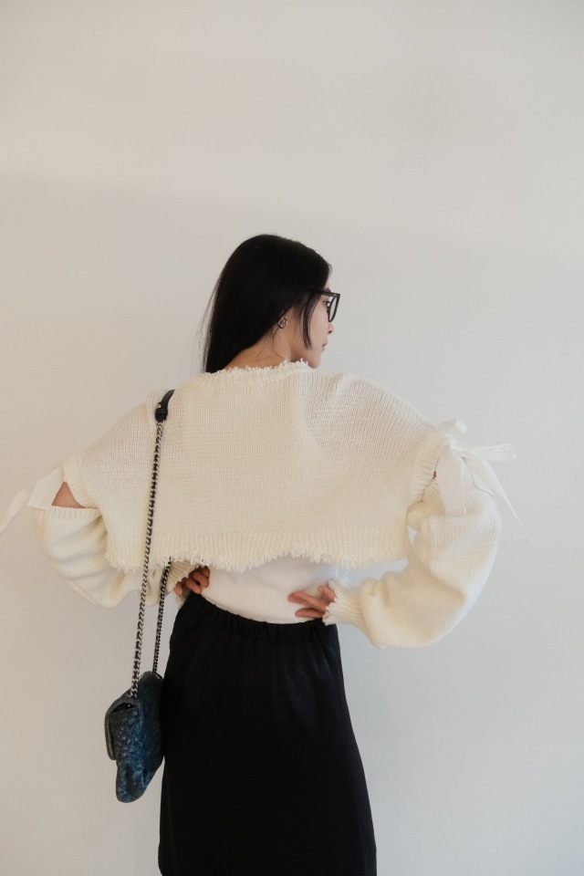 cropped ribbon cardigan