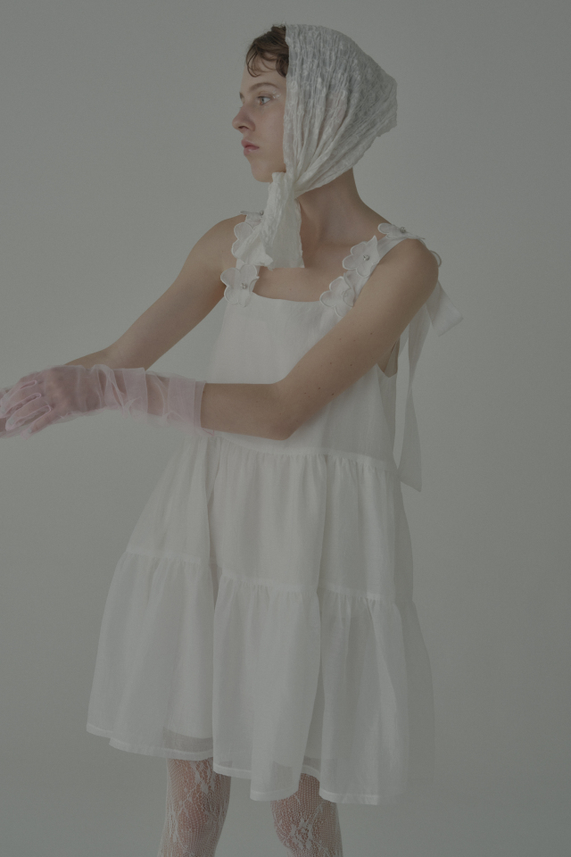 【ESPRIT】flower organdie tiered one-piece