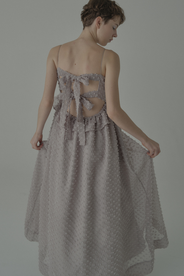 【ESPRIT】dot voile ribbon long one-piece