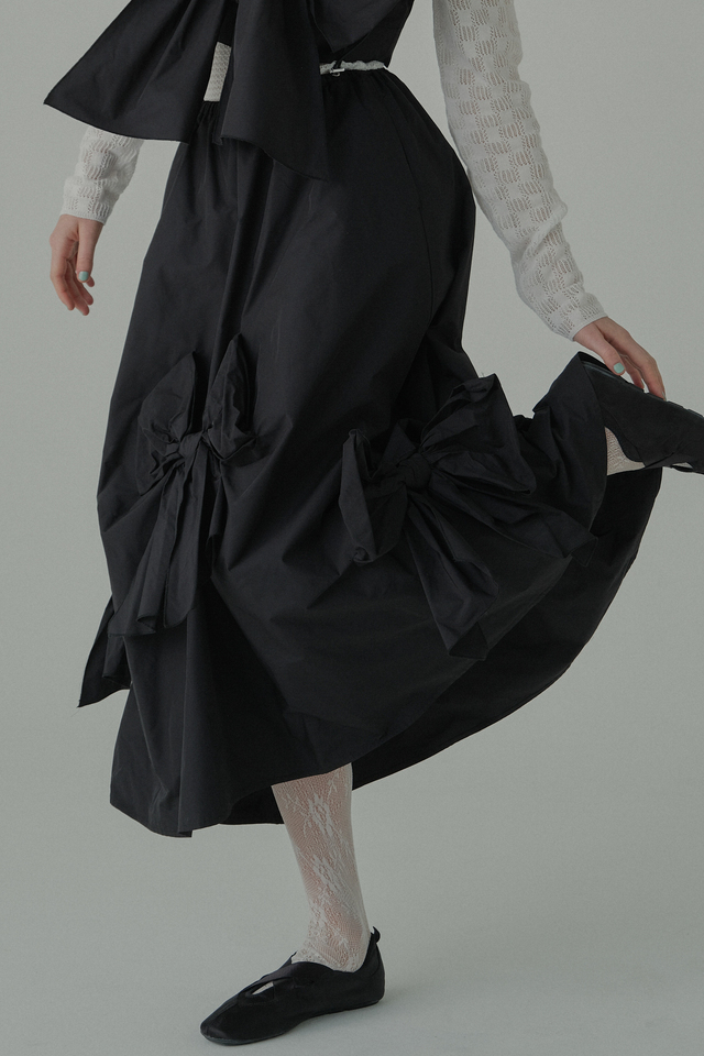 【ESPRIT】taffeta ribbon drape skirt