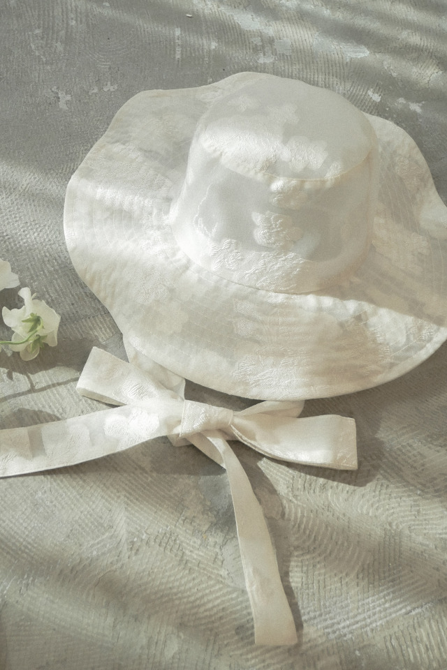【HONEY MI HONEY】flower organdie friil ribbon hat