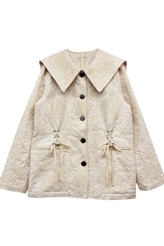 【HONEY MI HONEY】sailor collar lace up jacquard jacket