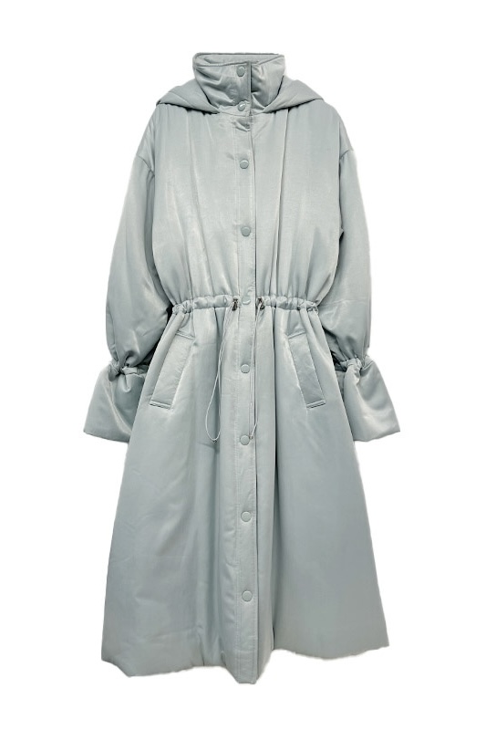 satin puffer long coat
