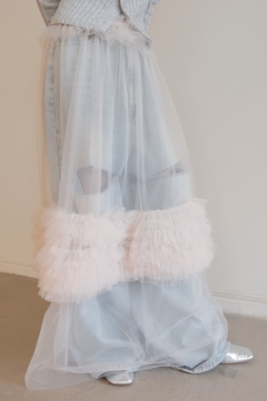 スカート tulle point tiered long skirt tulle point tiered long skirt