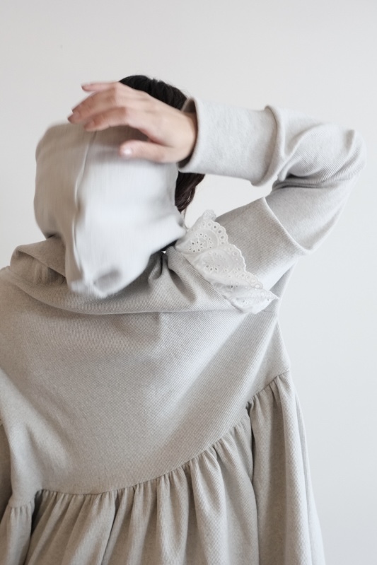 rib hoodie tunic one-piece