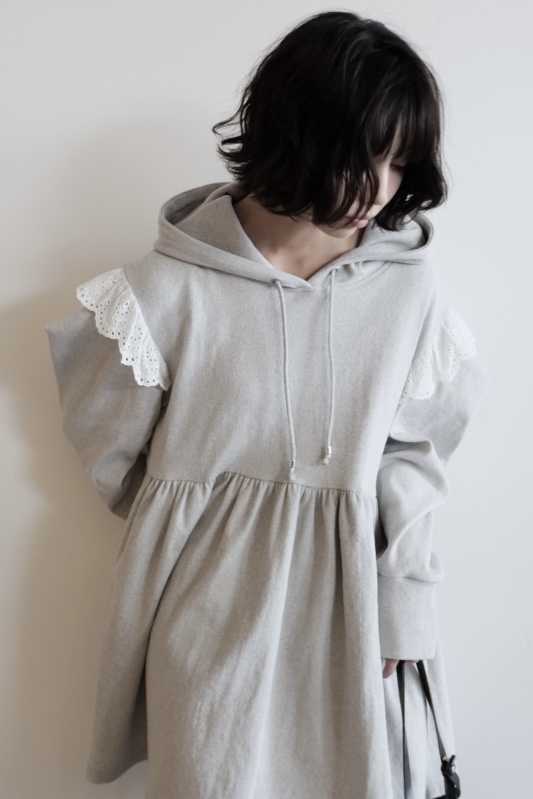 rib hoodie tunic one-piece