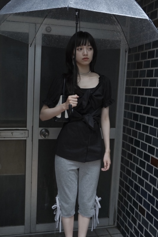 ribbon puff sleeve blouse