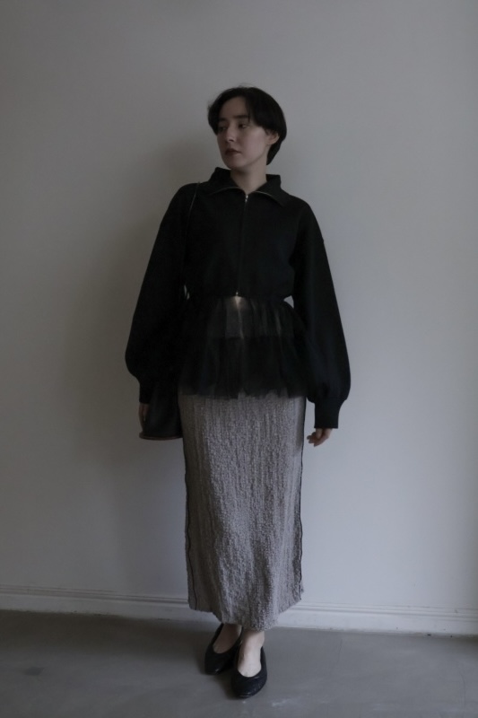 tulle frill zip blouson