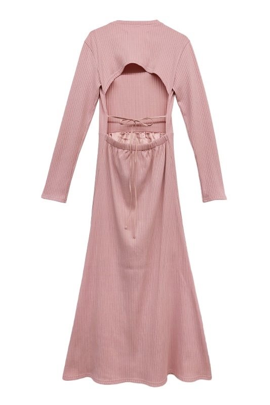 back open rib long one-piece back open rib long one-piece
