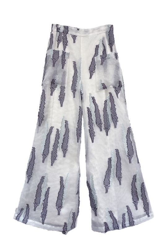 leaf pattern wide pants