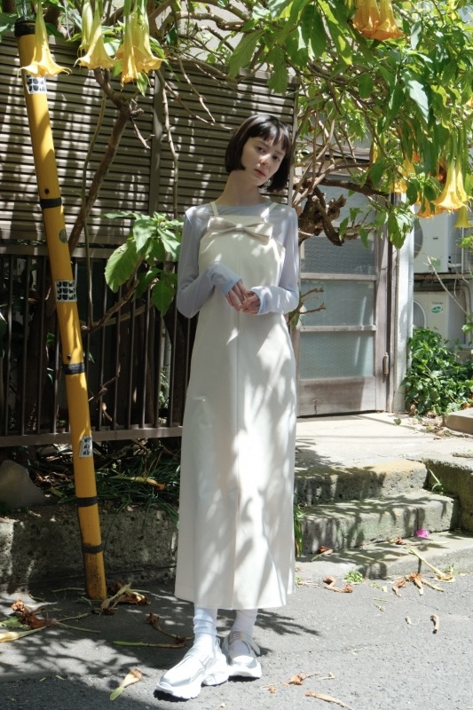 ribbon halter neck long one-piece