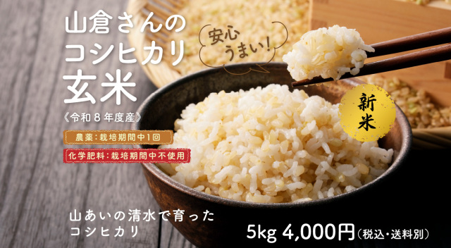 山倉さんのコシヒカリ玄米５kg（令和8年度産）