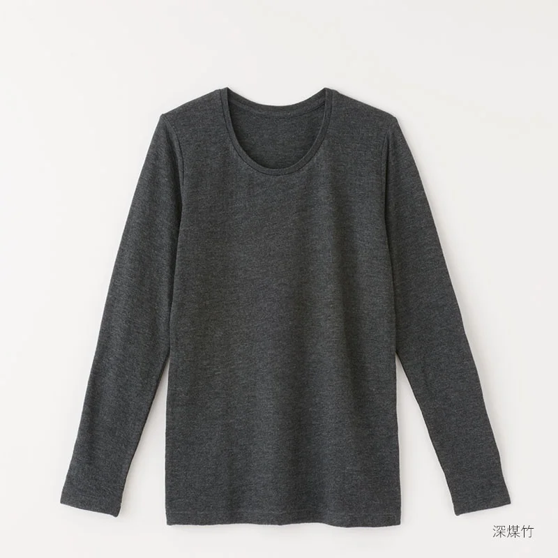 竹布　癒布長袖ラウンドネック