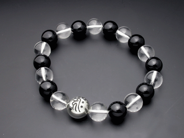 守護梵字・数珠ブレスレット・水晶＋オニキス