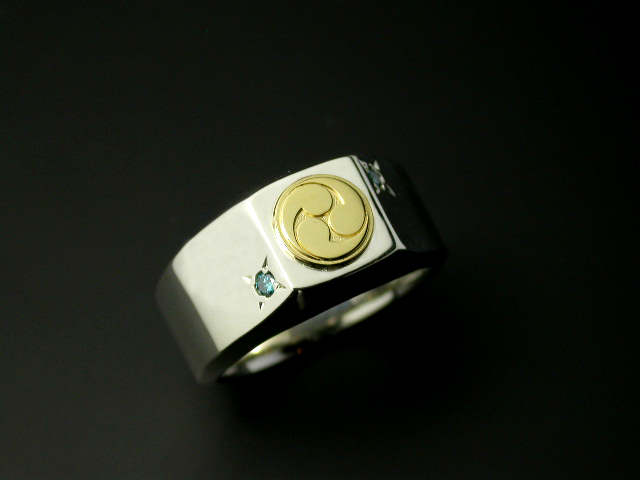 家紋リング・艶・ゴールドエンブレム