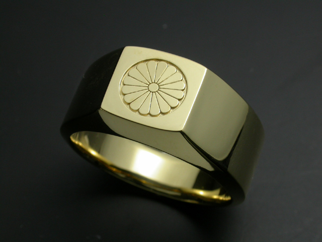 家紋リング・艶・K18金ゴールド・竹コース（7号～13号）