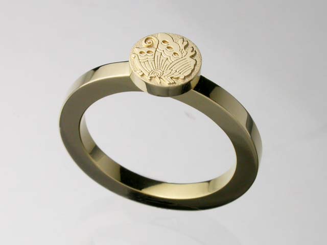 家紋リング・SLIM・K18金ゴールド・竹コース（17号～27号）