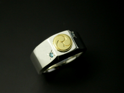 家紋リング・艶・ゴールドエンブレム