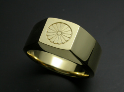 家紋リング・艶・K18金ゴールド・竹コース（7号～13号）