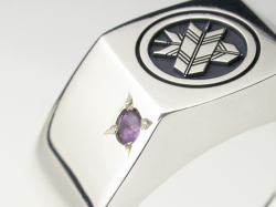 Option-家紋リング 石留め（ルビーなど）