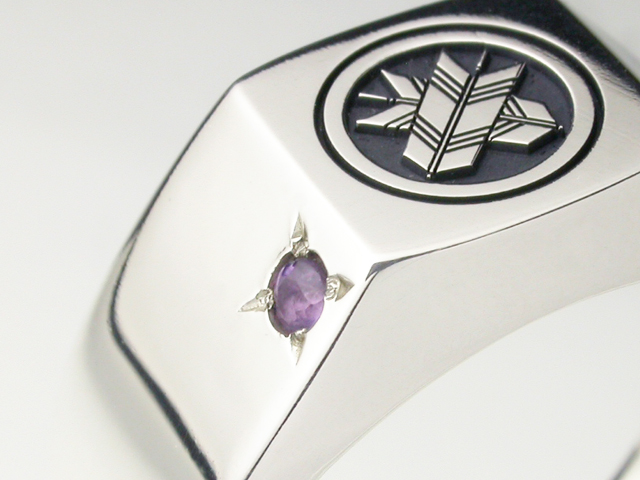 Option-家紋リング 石留め（ルビーなど）