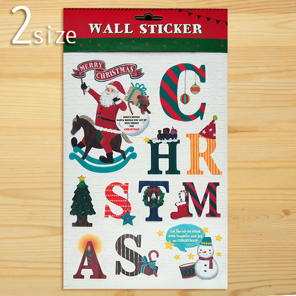 貼ってはがせる　木馬サンタのウォールステッカー　S/SS