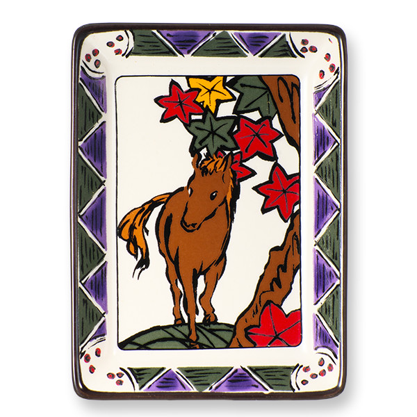 花札風 干支ミニ角小皿 午